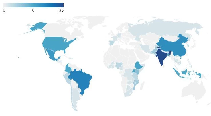 Map of countries of study for NEUDC 2021