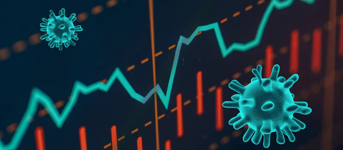 Graphs representing the stock market crash caused by the Coronavirus