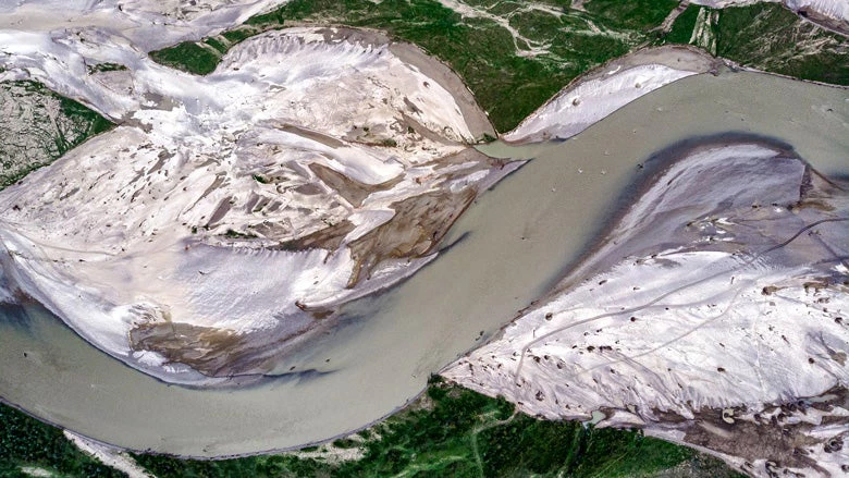 A river in Moldova reshaped by recent flooding