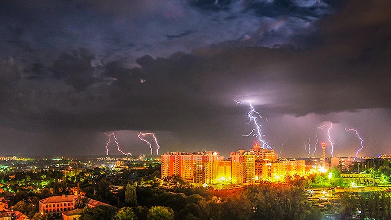 Thunderstorms over Chisinau, the capital of Moldova 