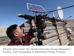 Off-grid solar power has transformed lives among Mongolia's herders.