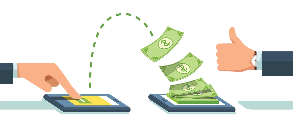 Illustration of money transfer through mobile devices | © shutterstock.com