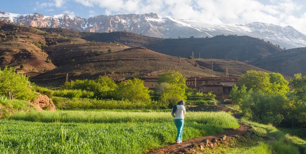 Woman walking on rural path in Morocco. (Shutterstock.com/Tom Camp)