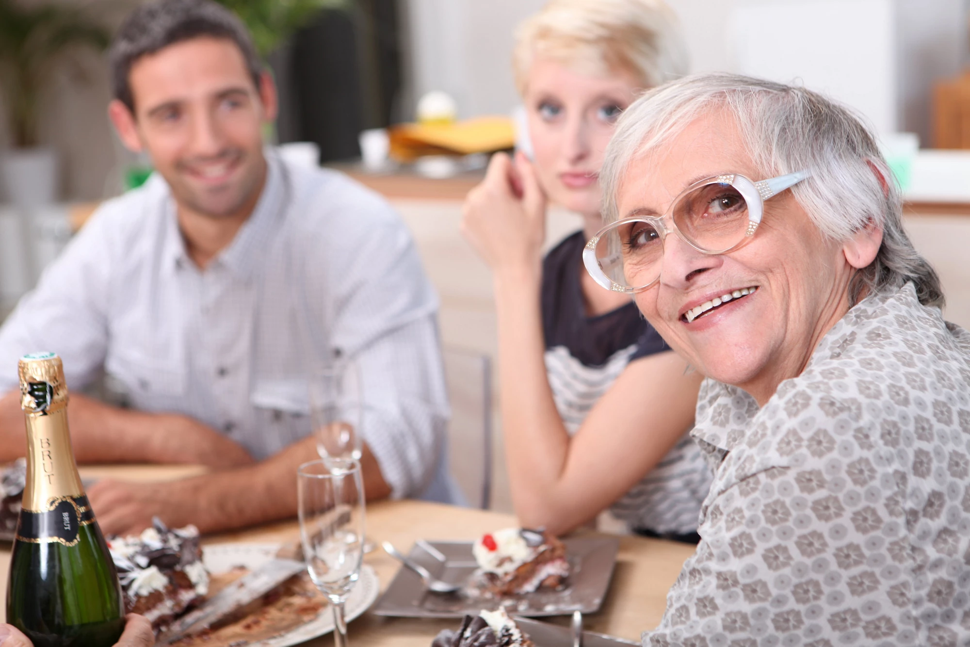 Family meal with couple and mother in law