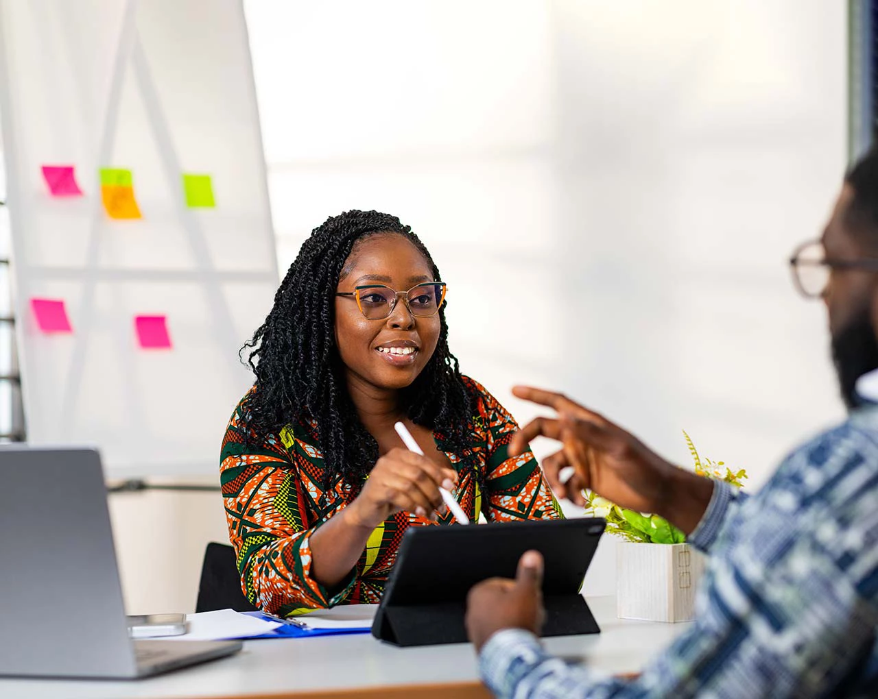 An African businesswoman in her office.