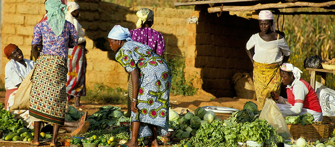 Women selling at a market, Nigeria