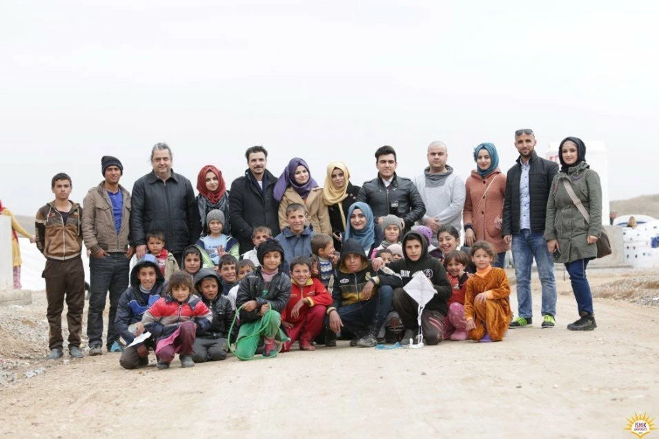 Refugee childen in camp supported by Ishik University in Iraq