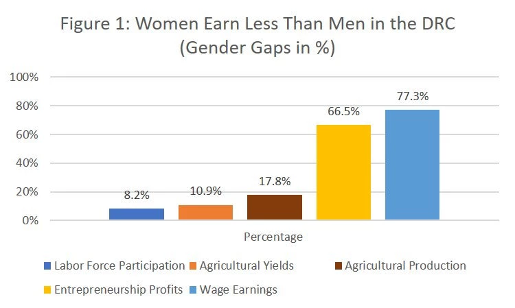 Women Earn Less Than Men in the DRC (Gender Gaps in %)