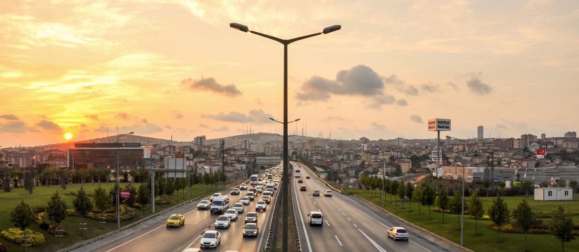 Istanbul, Turkey - July 31, 2015: Traffic on highway.