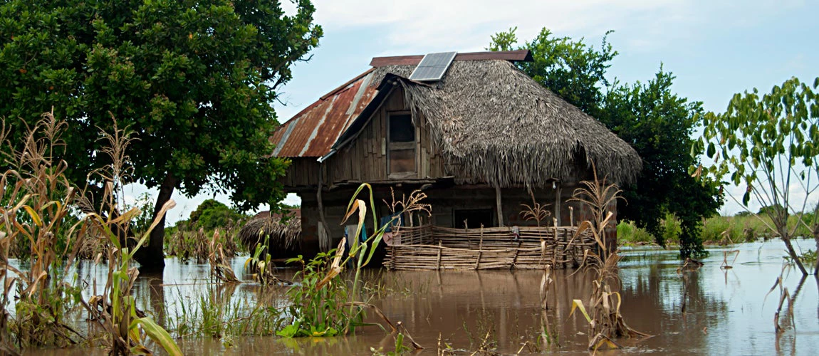 Small house during flood season in Tanzania