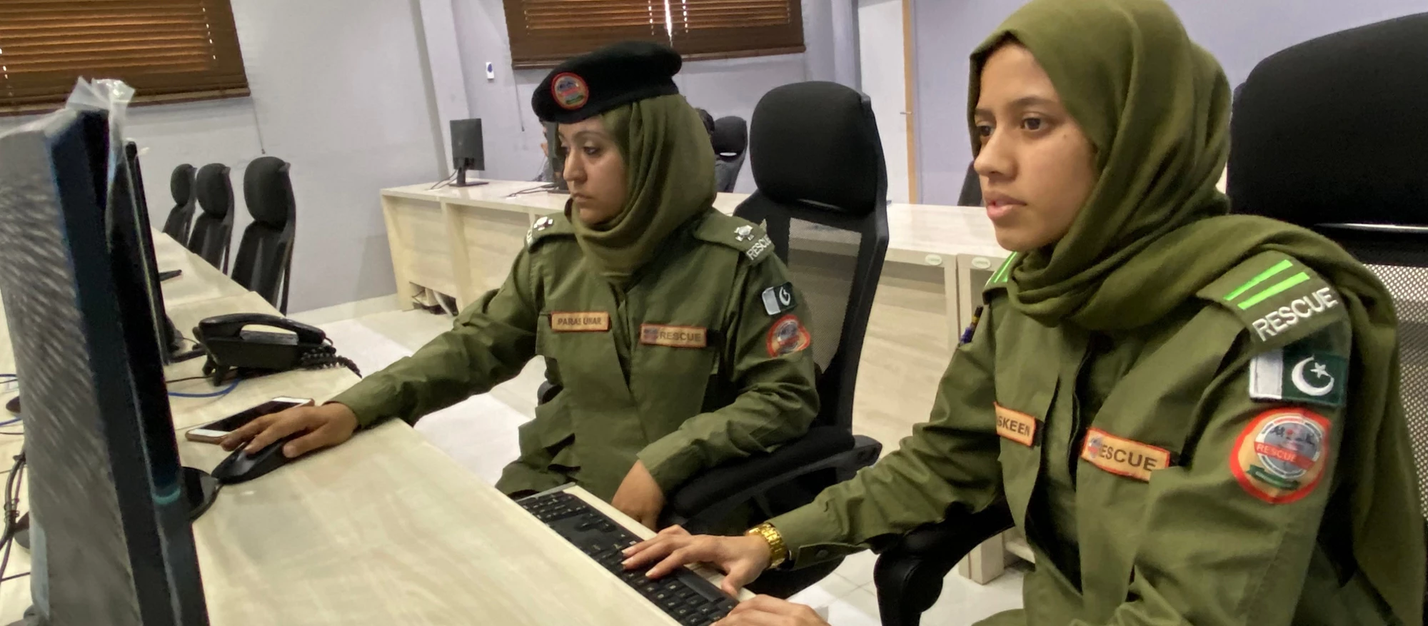 Paras and Taskeen at the newly established Emergency Operations Center in Karachi.