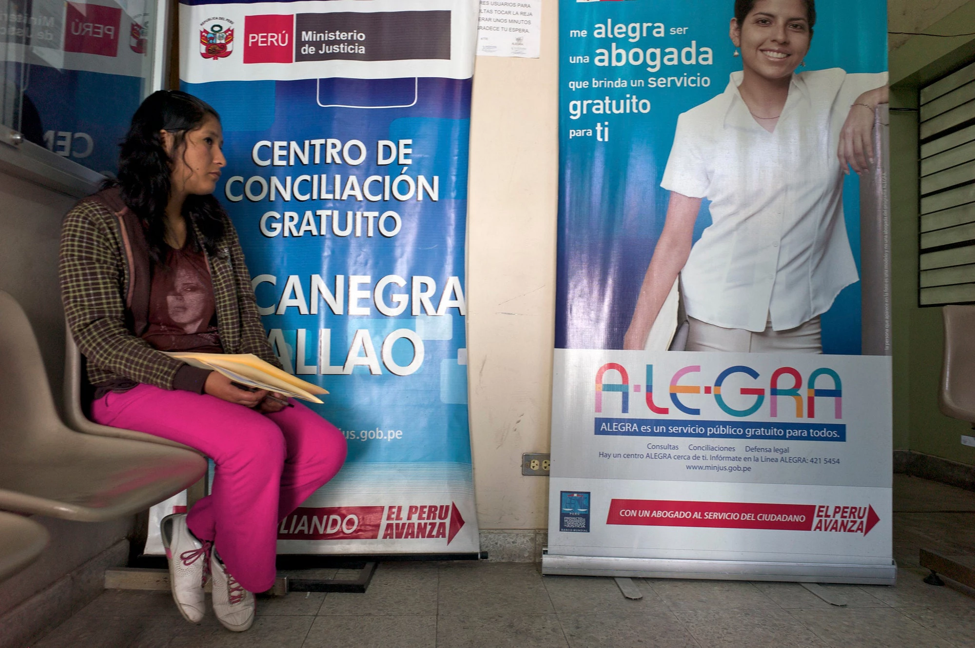 Woman in a public office in Peru.