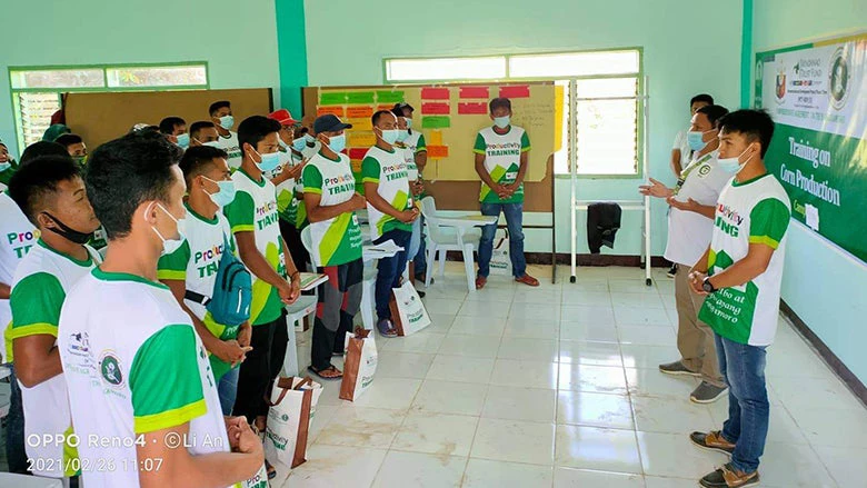 Members of People?s Organizations in Barangay Wago, Lanao del Sur participate in a Corn Production Training in Camp Bushra as part of skills training