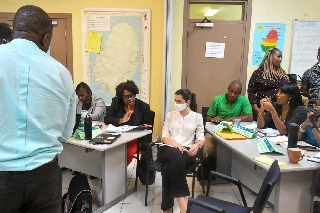 Participants working during the Emergency Operations Centre (EOC) workshop in Saint Vincent and the Grenadines