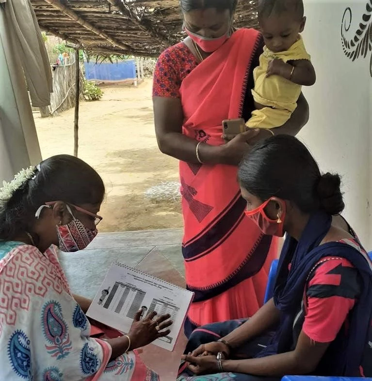 Frontline anganwadi workers visit homes to advise pregnant women about the importance of ante-natal checkups, regularly taking iron and folic acid tablets and consuming a variety of foods. 
