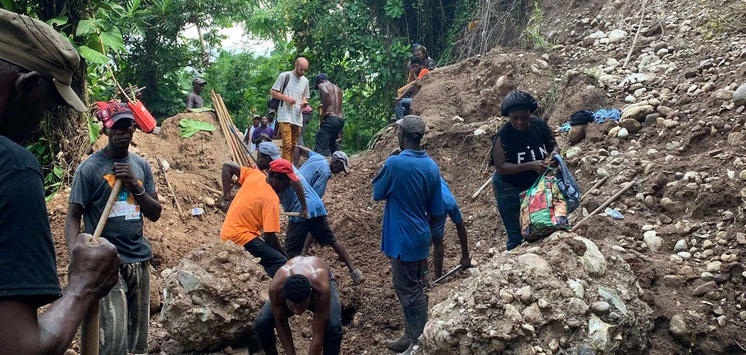 Recovery workers in Haiti