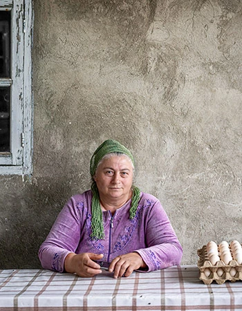 Ildys Karazhieva, a poultry farmer from Kyrgyz Republic.