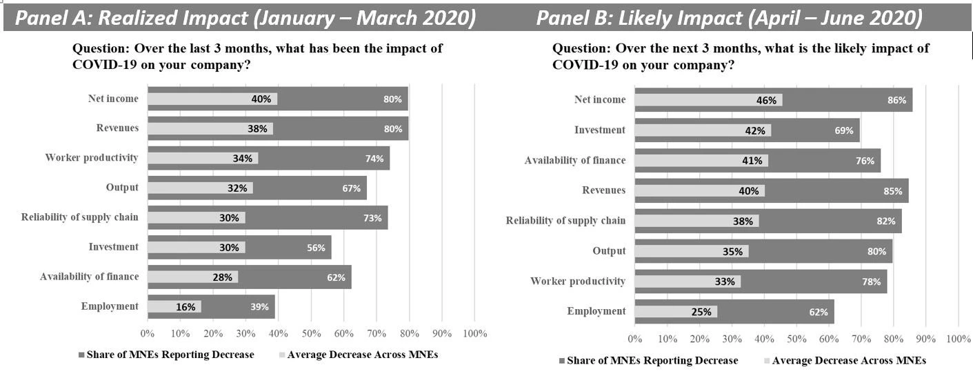 COVID-19 has adversely impacted MNEs across a wide range of factors, with impacts expected to worsen over time