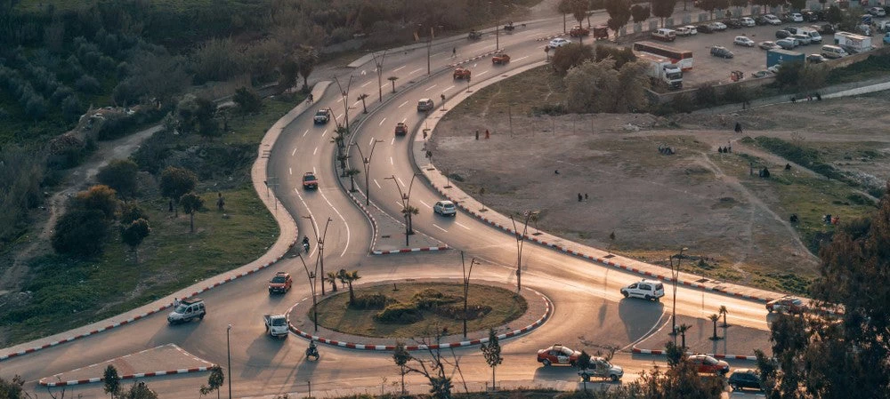 Roundabout section of road in Fez, Morocco. (Shutterstock.com/SmallWorldProduction)