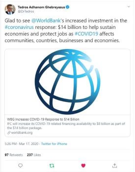 Tweet from Dr. Tedros