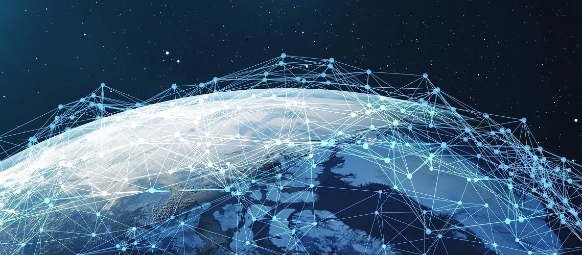 3D rendering Network and data exchange over planet earth in space. Connection lines Around Earth Globe. Global International Connectivity, Elements of this image furnished by NASA