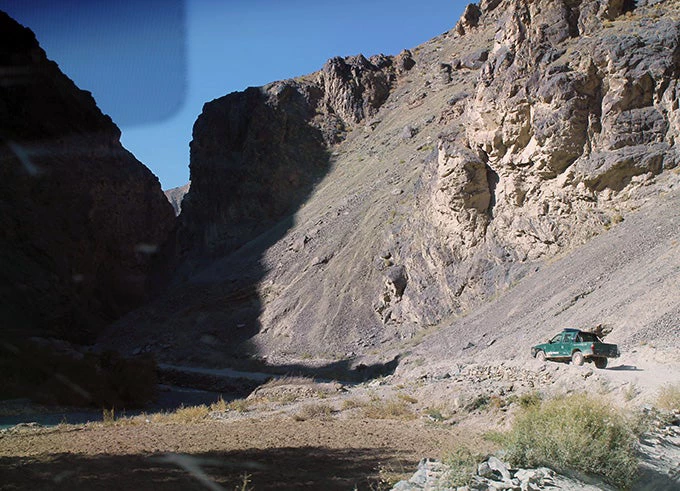 Vehicle crossing Hindukush Mountain in Afghanistan, Baghlan to Bamiyan Road.