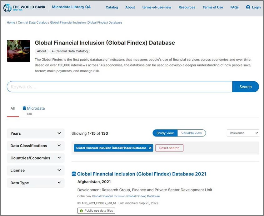 Global Findex Data home page