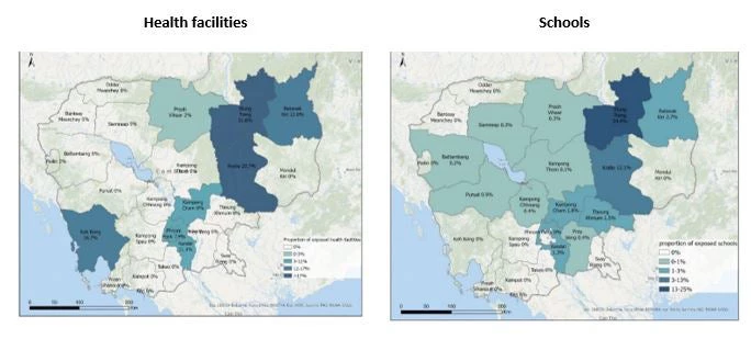 Share of facilities exposed to expected annual flood risk above 0.5 meters per province.