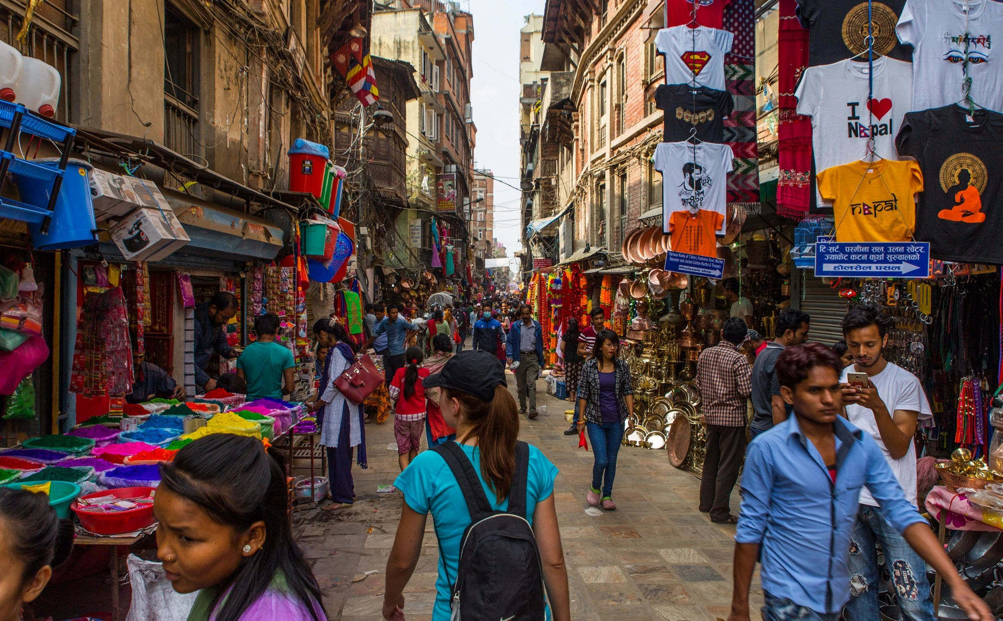 Crowded shopping street in Thamel of Kathmandu, Nepal. Photo: Damian Pankowiec / Shutterstock.com
