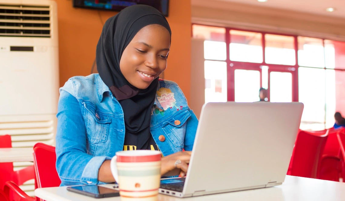 woman working on a computer