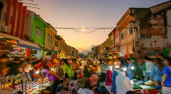 Night market in Phuket, Thailand.