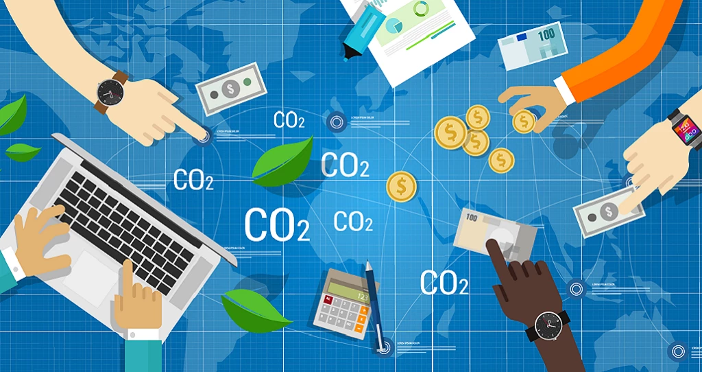 Carbon emissions trading illustration