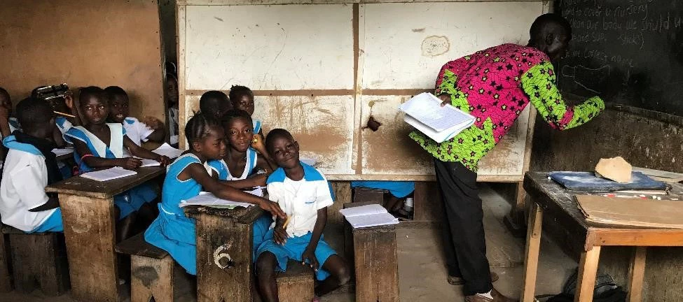 Children at a local school in Sierra Leone. 