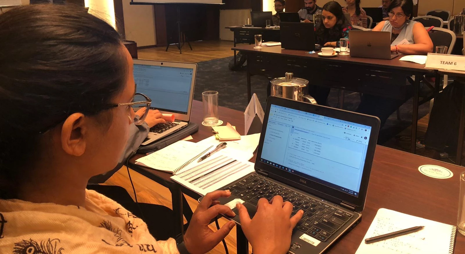 Sijal Pokhrel, in front of her computer. 