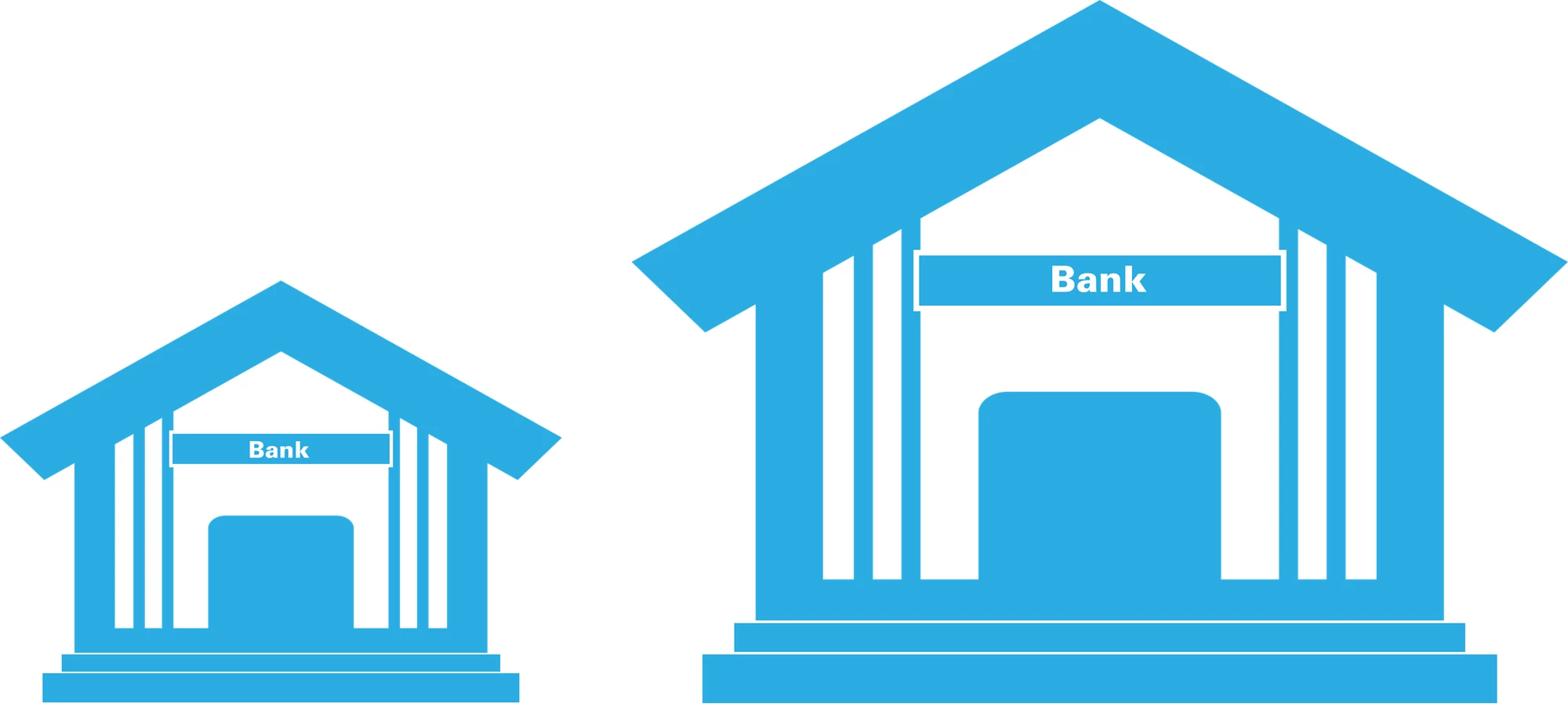 Small bank, big bank concept.