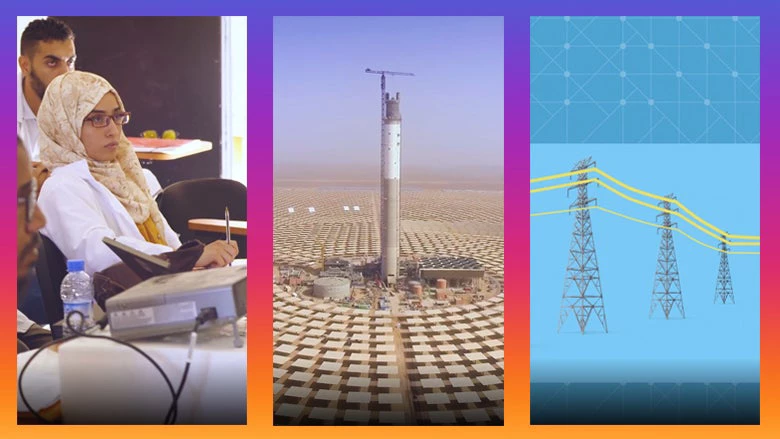 Screen grabs from an IGTV post about Concentraing Solar Power (CSP) in Morocco.