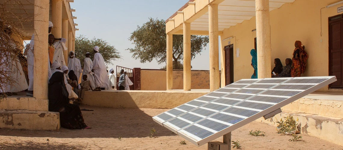 Solar panels at the Tenna Health Center in North Kordofan State, Sudan