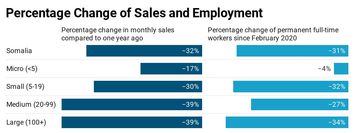 Percentage Change of Sales and Employment