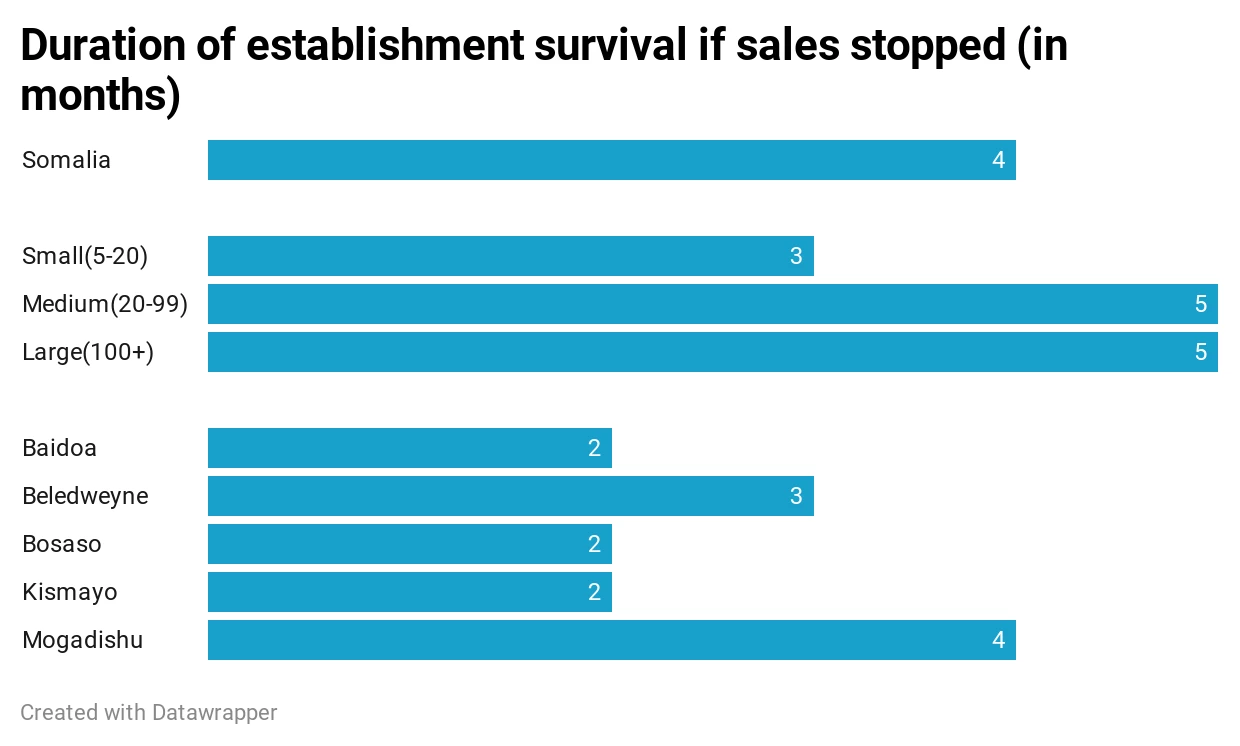 Duration of establishments survival if sales stopped (in months)