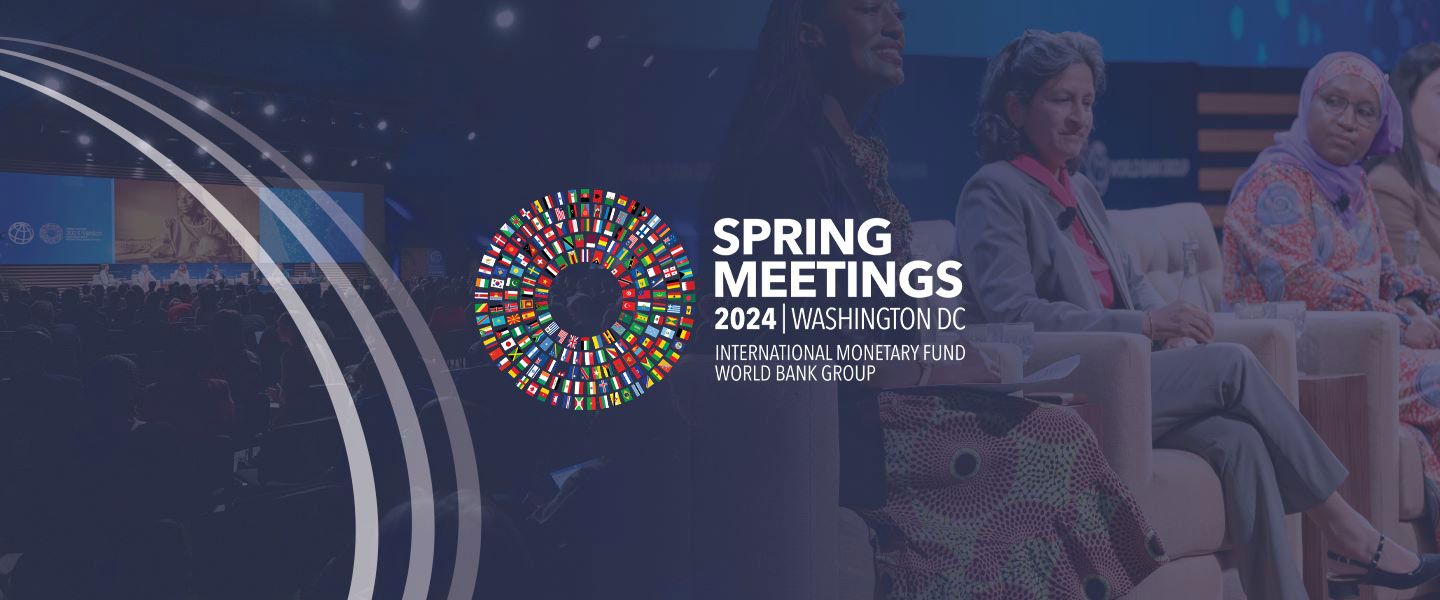 A decorative banner of IMF/World Bank Group Spring Meetings 2024.