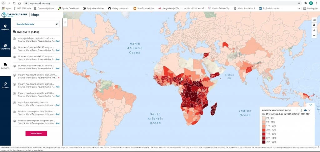 subnational map of poverty at US$1.90.
