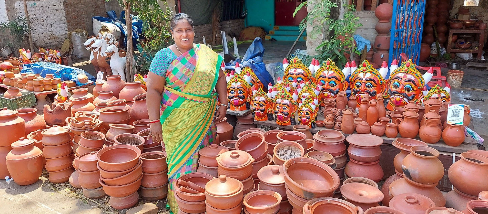 In Tamil Nadu, Ramani and her potters? enterprise has used the project?s one-time assistance to buy five electric potters? wheels. 