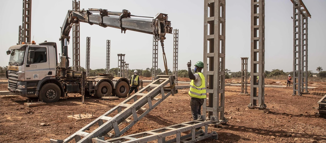Construction of the OMVG (Organization for the Development of the Gambia River) electrical sub-station at Brikama, The Gambia