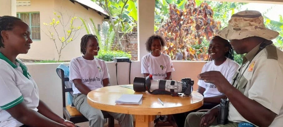 Violet?s team in a training session on wildlife photography. Photo: Violet Komuhendo