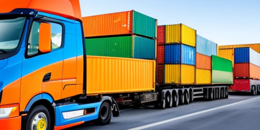 Long haul truck transporting goods