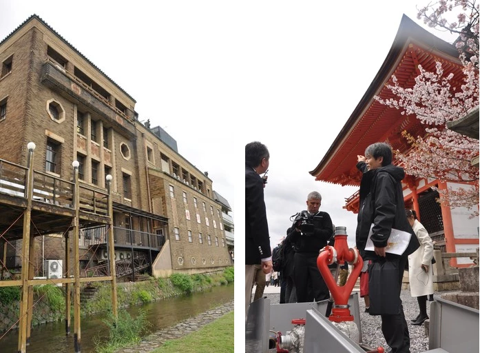 Left: Kaburenjo Theater in Ponto-cho, Right: Kyoto & Firefighting system in Kiyomizudera Temple in Kyoto (BMG, 2016/17)