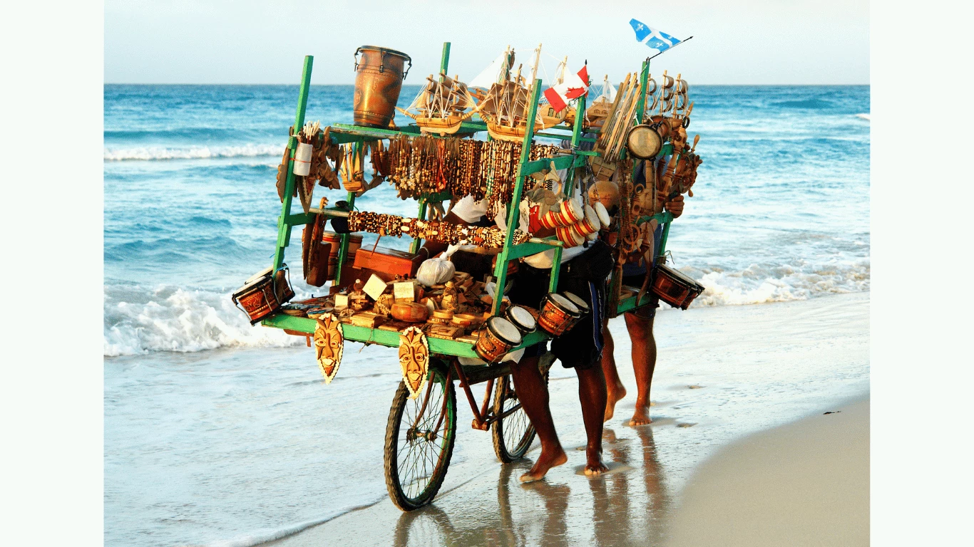 Informal vendors in the beaches of Dakar, Senegal.