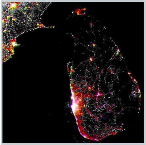 Night-time light image for Sri Lanka