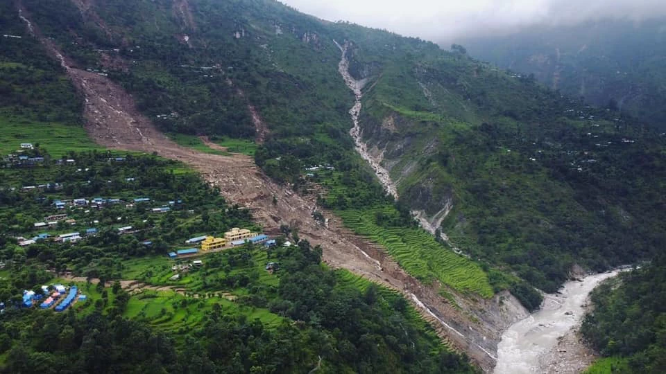 Landslide in a hilly area of Nepal