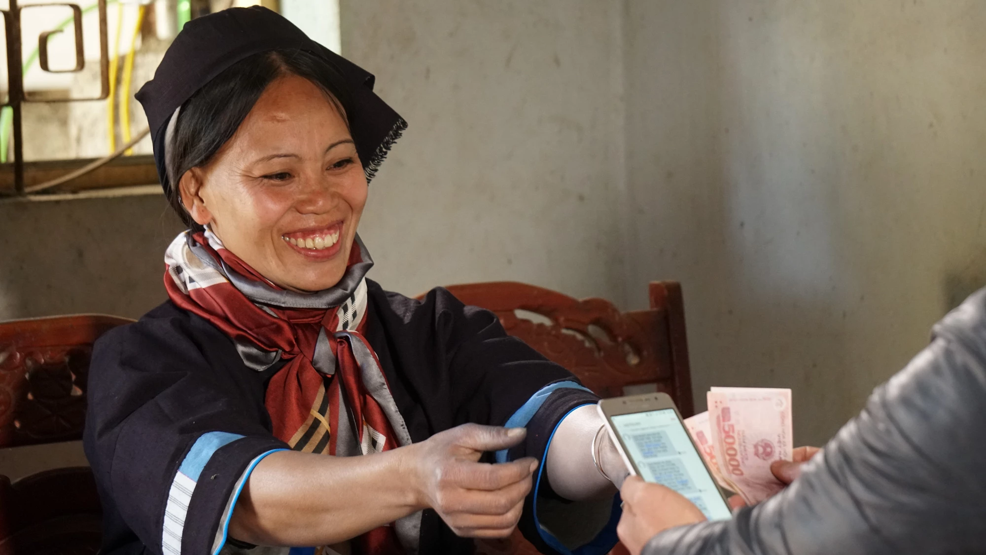 Mobile money. A pilot scheme supported by the World Bank allows members of the ethic minorities in Cao Bang Province, Vietnam to receive their monthly social benefits with just a text message and their ID. 